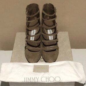 Jimmy Choo Venice 100 Suede Bootie in Light Mocha